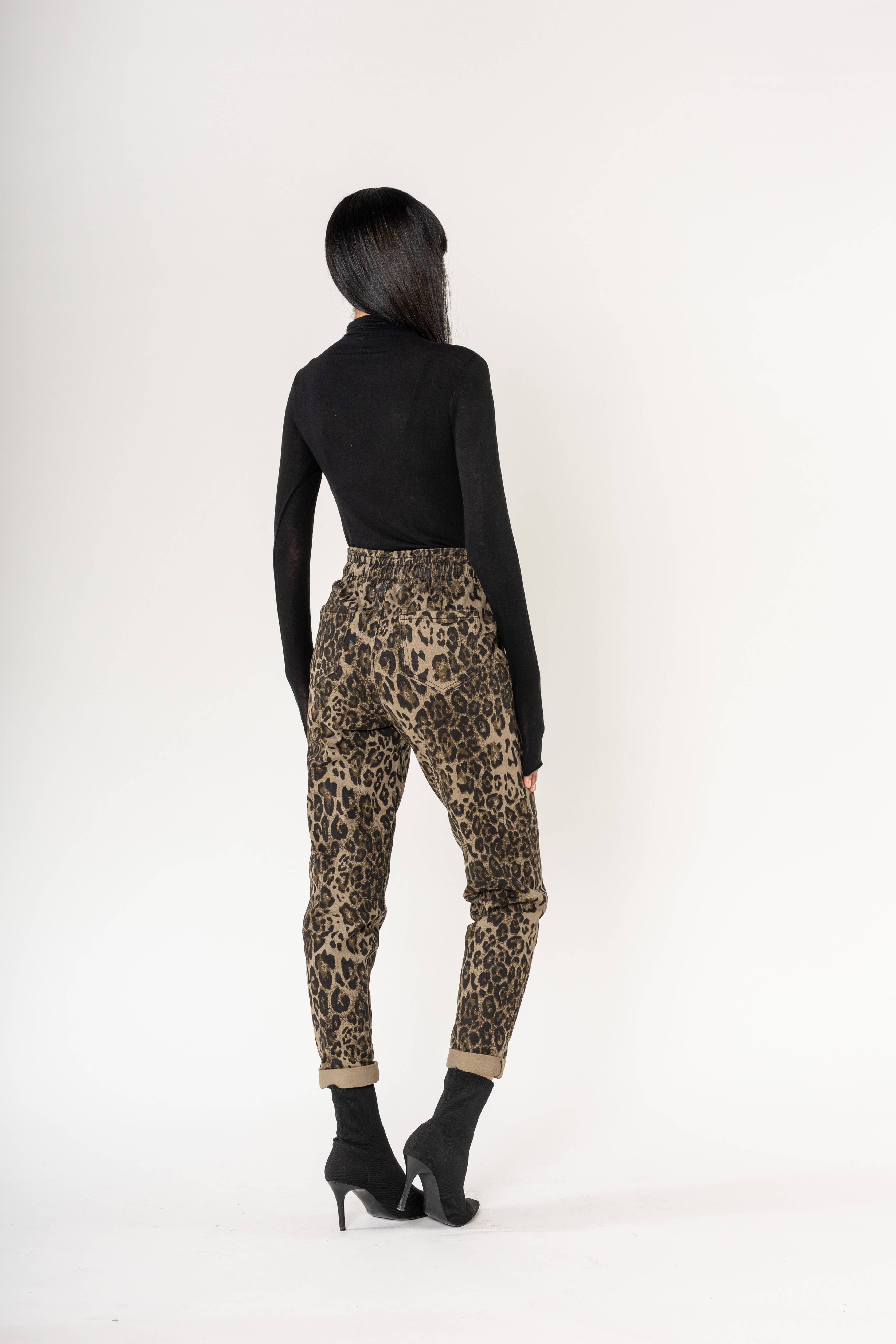 Nina Carter - Wholesale Pants - Women's - Panta jogg leopard elastic waist with drawstring P50015