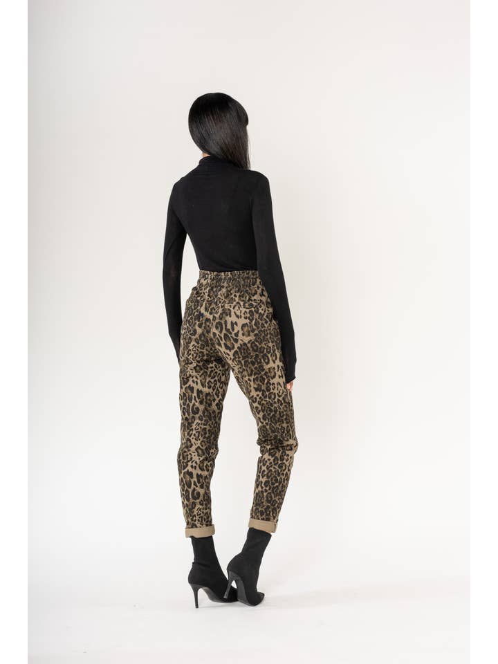 Nina Carter - Wholesale Pants - Women's - Panta jogg leopard elastic waist with drawstring P50015