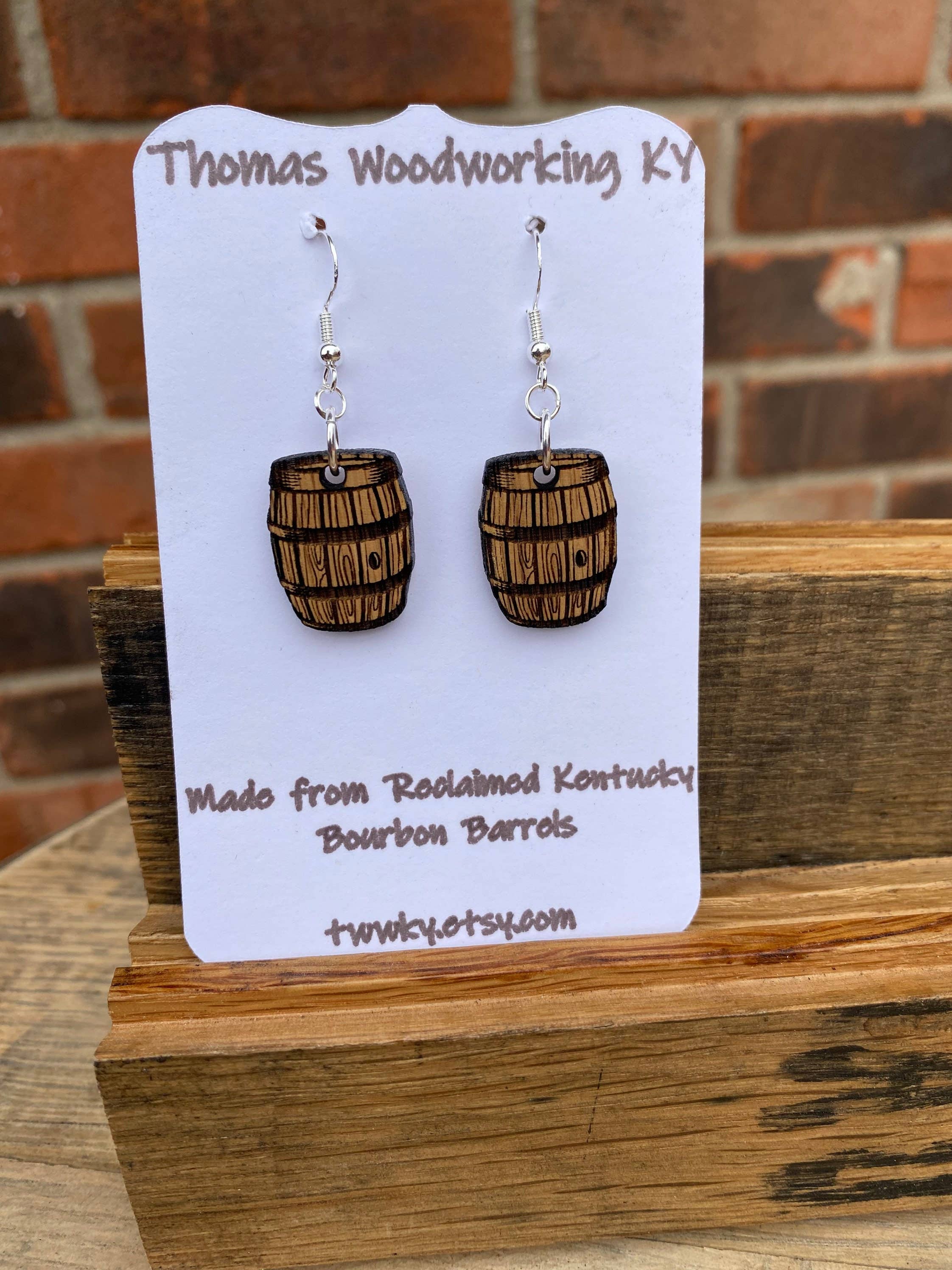 TWWKY - Wholesale Dangle Earrings - Oak Barrel Dangle Earrings from Reclaimed Kentucky Bourbon6