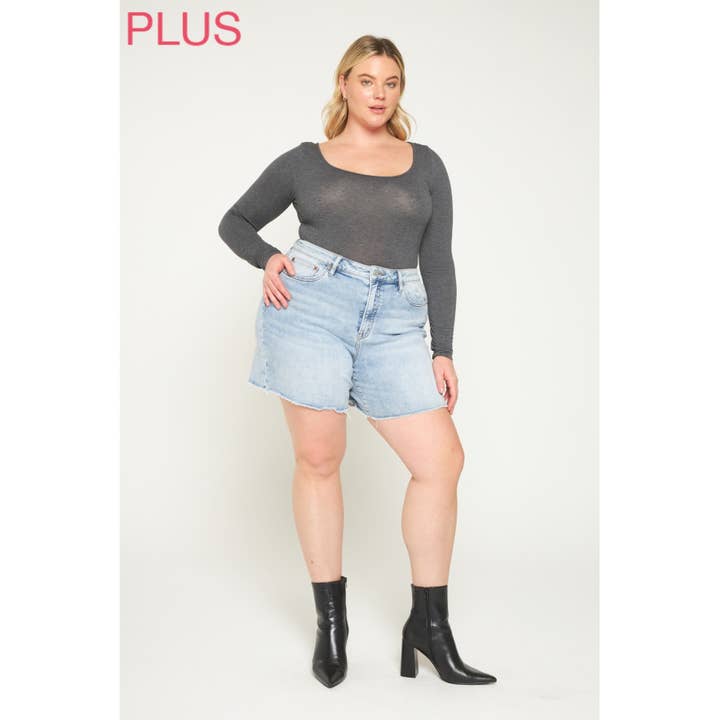 SUPER HIGH SHORTS WITH FRAYED RAW HEM for wholesale by Mica Denim