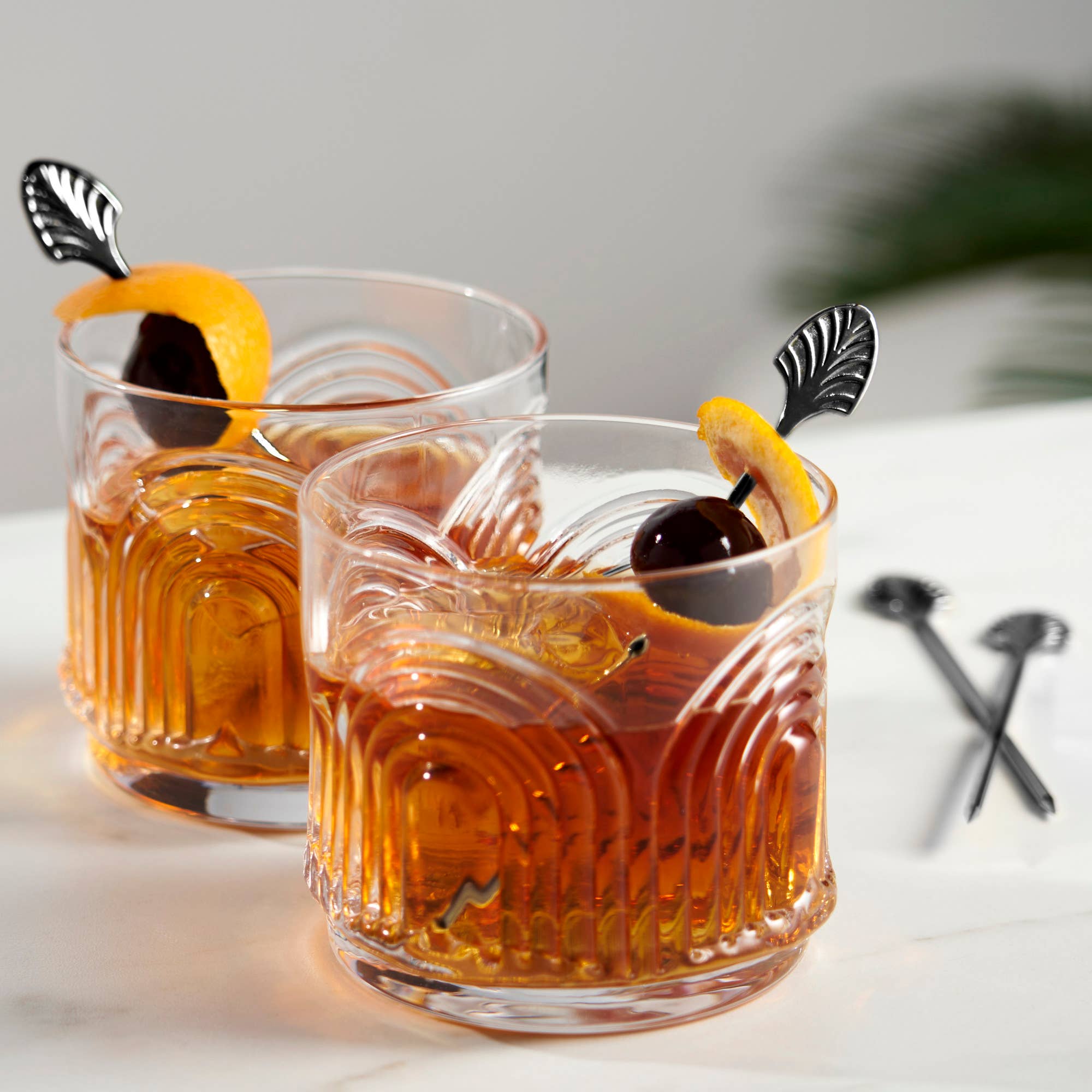 Viski - Wholesale Cocktail Pick - Art Deco Black Gunmetal Plated Cocktail Picks Set of 43