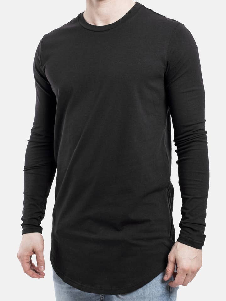 Blackskies - Wholesale T-Shirt - Men's - Langarm-Langshirt mit seitlichem Reißverschluss Schwarz2