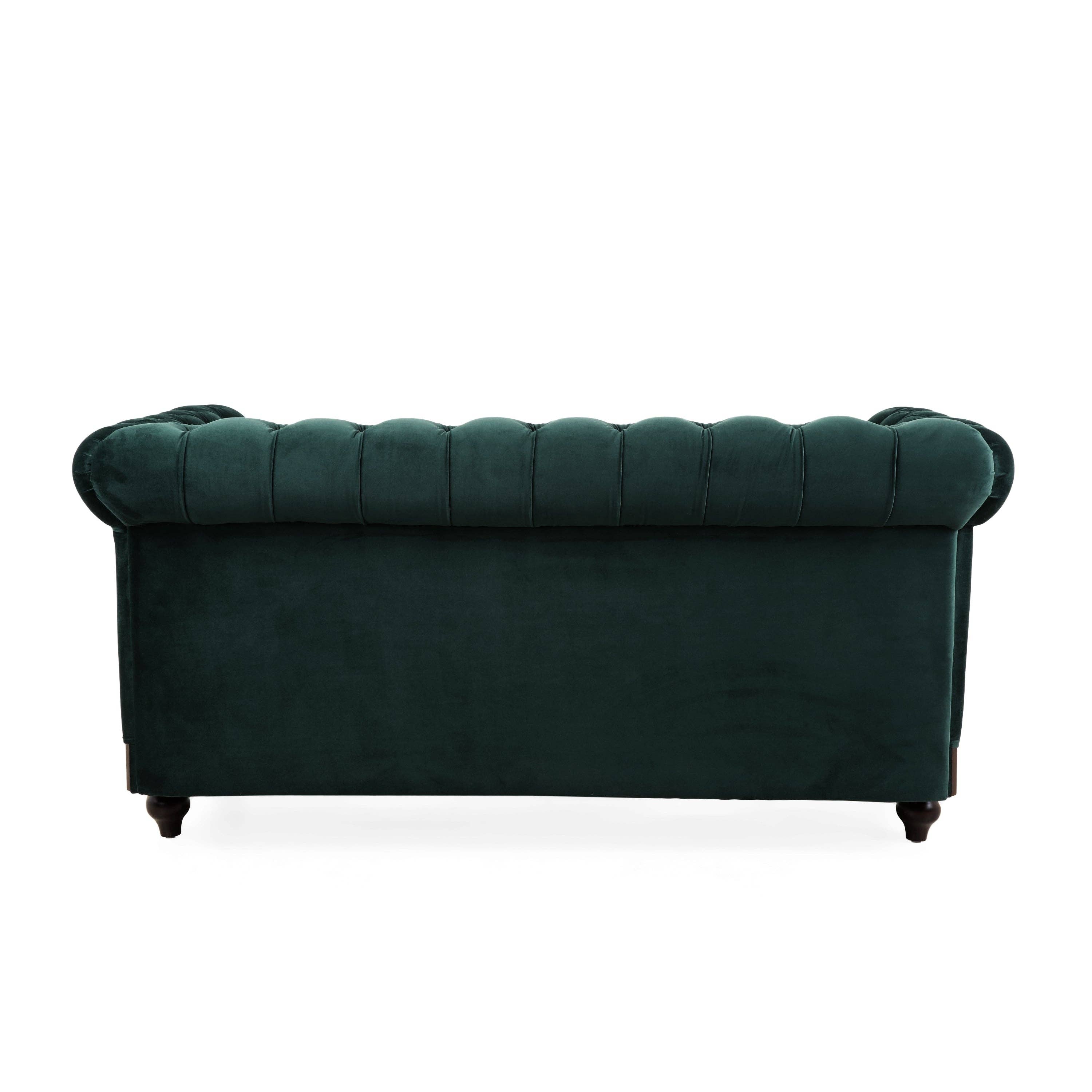 39F Inc. - Vente Canapés - Canapé Chesterfield en velours vert foncé pour 2 places8