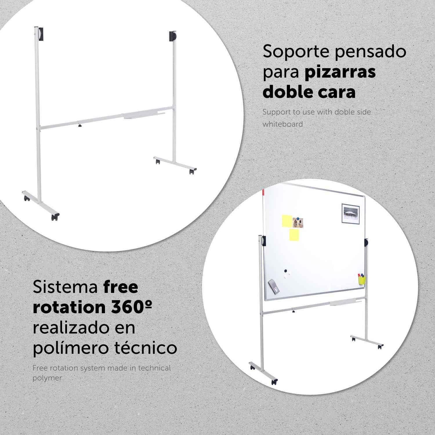 MEDEL OFFICE - Wholesale Whiteboard/Dry-Erase Board - 120-200cm Double-Sided Whiteboard Swivel Stand with Wheels2