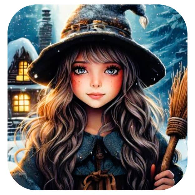 Christmas Magnet: Christmas Girl Witch Snow for wholesale by Ron Knight Entertainment, LLC