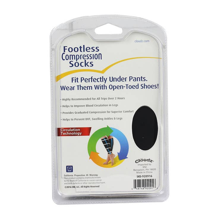 Cloudz - Wholesale Socks - Unisex - Cloudz Footless Compression Socks (Fits Small/Medium) Black
