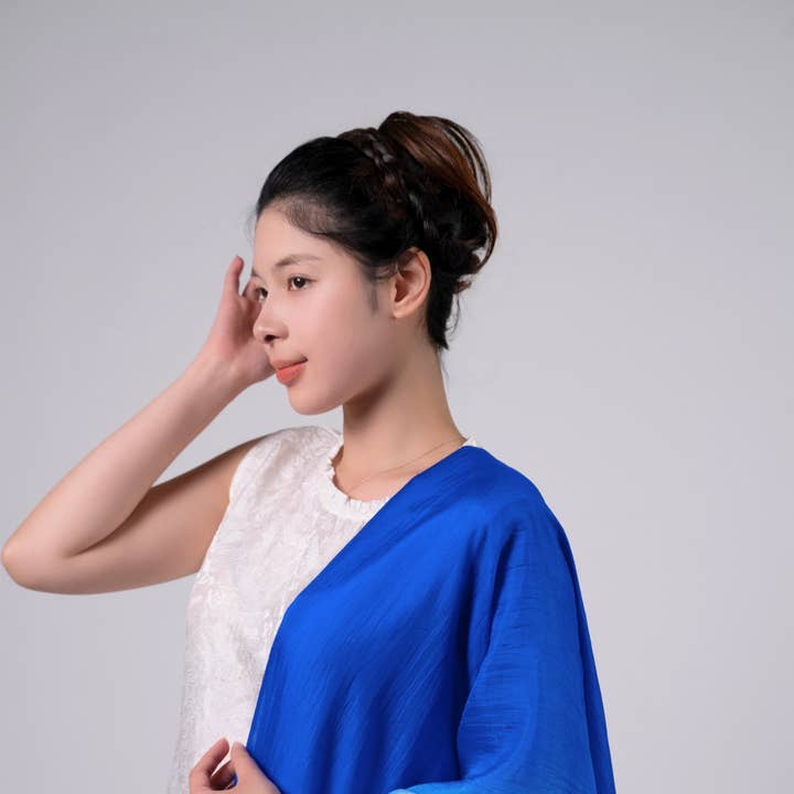 Ombre Ocean Blue Silk Habotai Scarf – Lightweight, Soft, and Stylish for wholesale by Silk and Bears