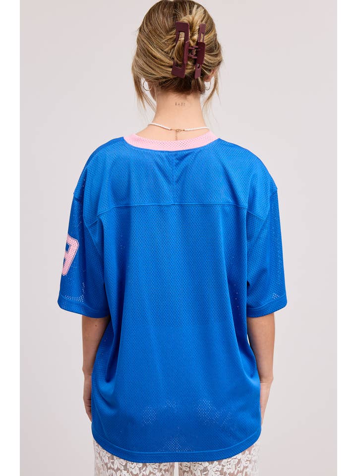 Mimosa - Wholesale T-Shirt - Women's - Sporty V Neck Short Sleeve Jersey Top with 89 Graphic Print