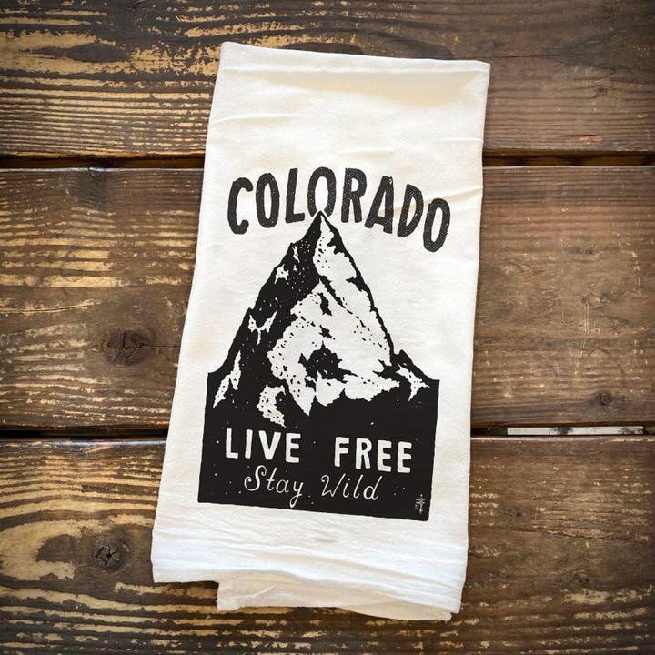 Colorado Live Free Stay Wild Tea Towel for wholesale by Akinz