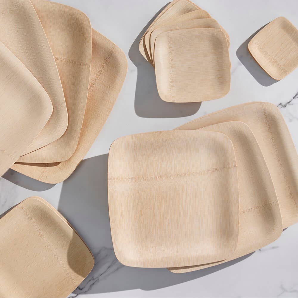 bambu® - Wholesale Disposable Plate - Disposable Bamboo Square Plates, Bulk Case of 1004