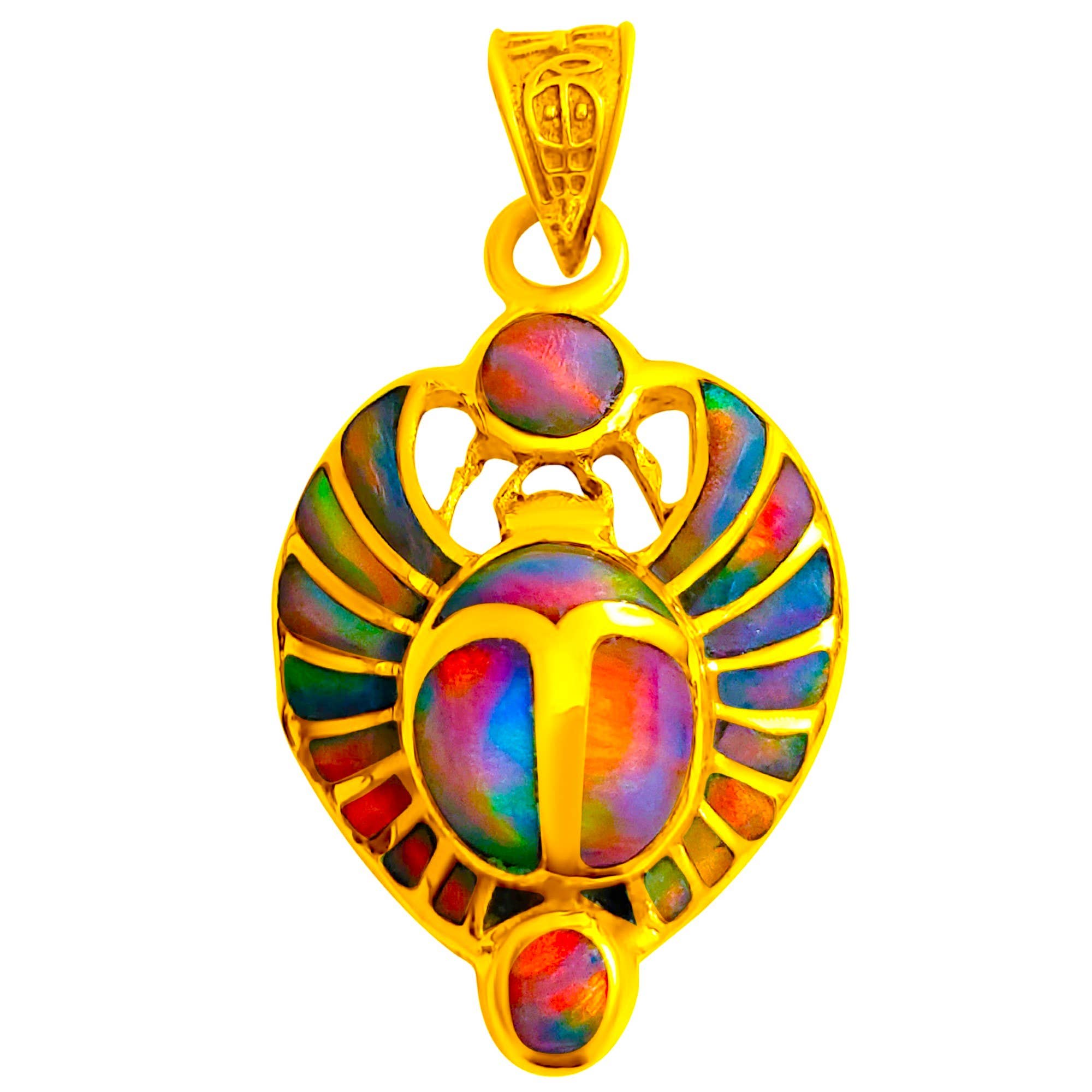 ALADDIN'S LAMP JEWELRY – Großhandel Individueller Charm/Anhänger – Anhänger mit rosafarbenem Opal, königlicher Skarabäus der Wiedergeburt, goldfarben2