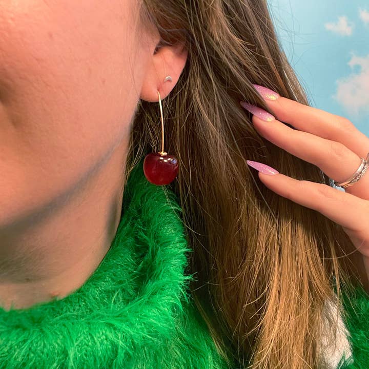 A Shop of Things – wholesale Dangle earrings – Gold Stem Cherry Earrings3