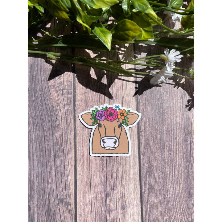 Brown Floral Head Waterproof Sticker/Magnet for wholesale by JG Sticker Shop