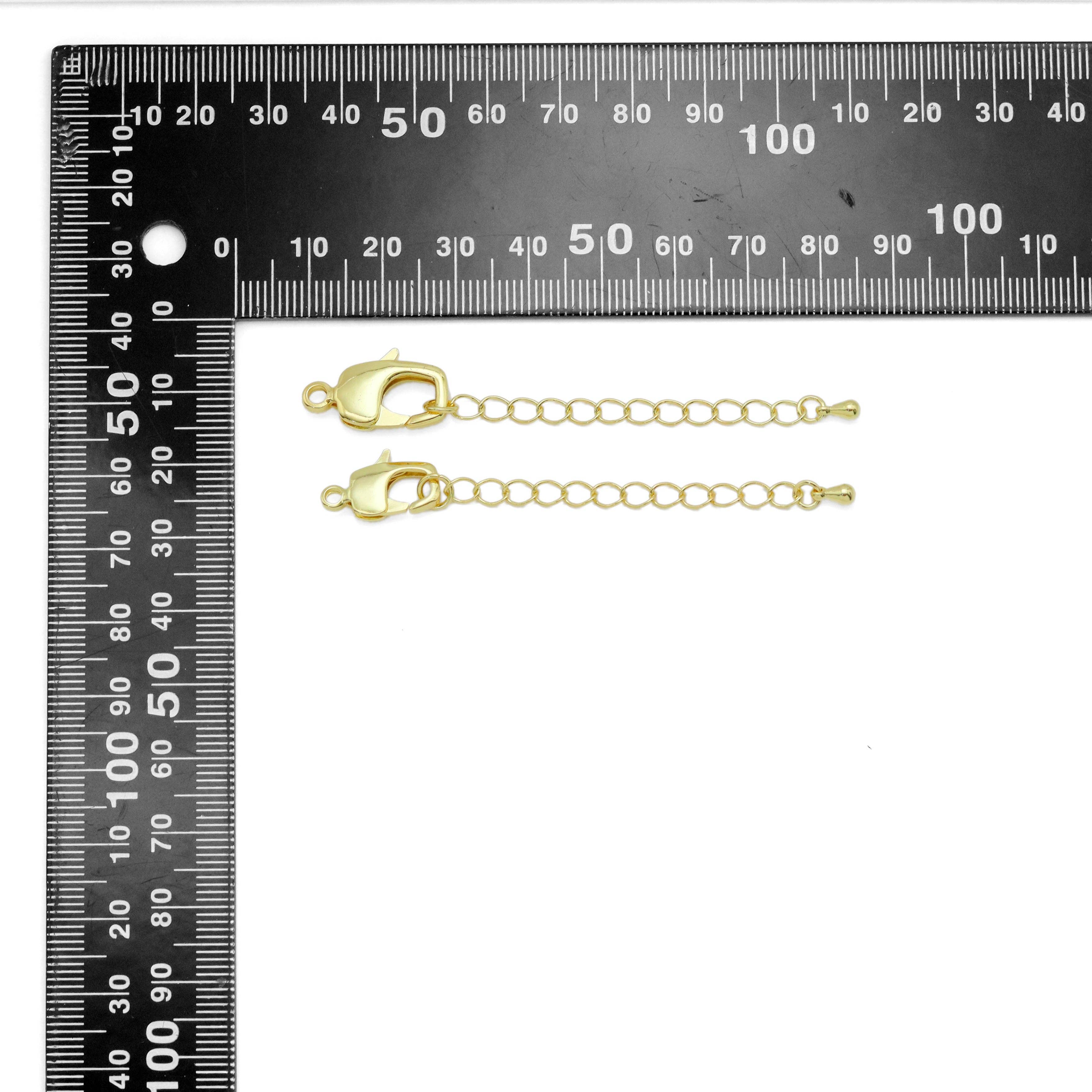 BestBeads&Beyond - Wholesale Clasp - Plain Lobster Clasp with Heart Extention Chain, Gold/Silver Lobster Claw Clasps, Jewelry Components,  Sku#H3301