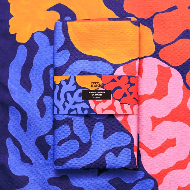 Coral Tea Towel by Liv Lee for wholesale by Evermade