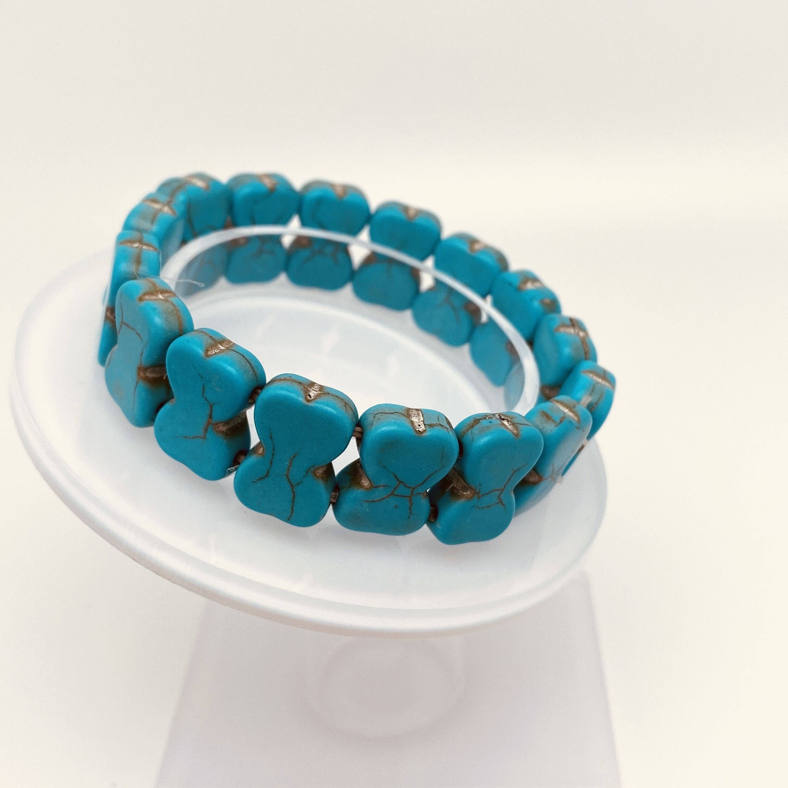 Mio Queena - Vente Bracelet de perles - Bracelet multicolore en corde élastique imitation turquoise6