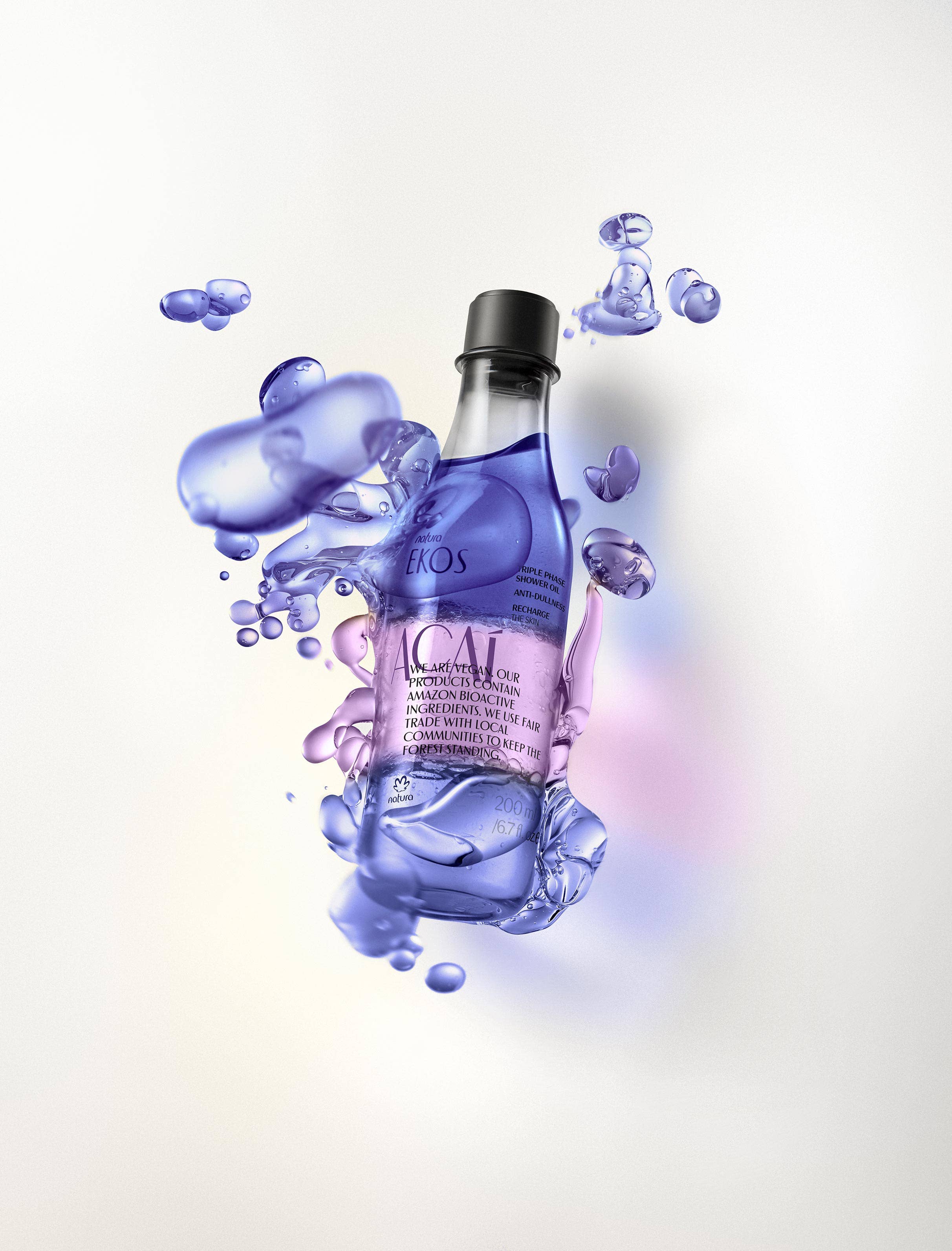 Natura Brazil - Wholesale Bath/Body Oil - Ekos Açaí Moisturizing Shower Oil - 200 ml1