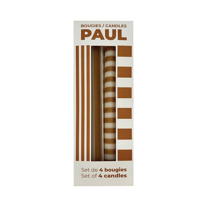 Opjet Paris - Wholesale Novelty Candle - Set of 4 long paul ochre candles D2.1 H25cm
