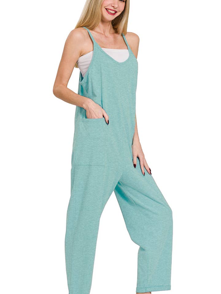 42POPS - Wholesale Jumpsuit - Women's - `.Spaghetti Strap Pocketed Cotton Jumpsuit10