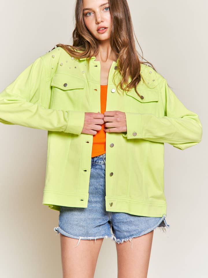 Pearl Studded Cropped Jacket P80108PLUS for wholesale by Petal Dew