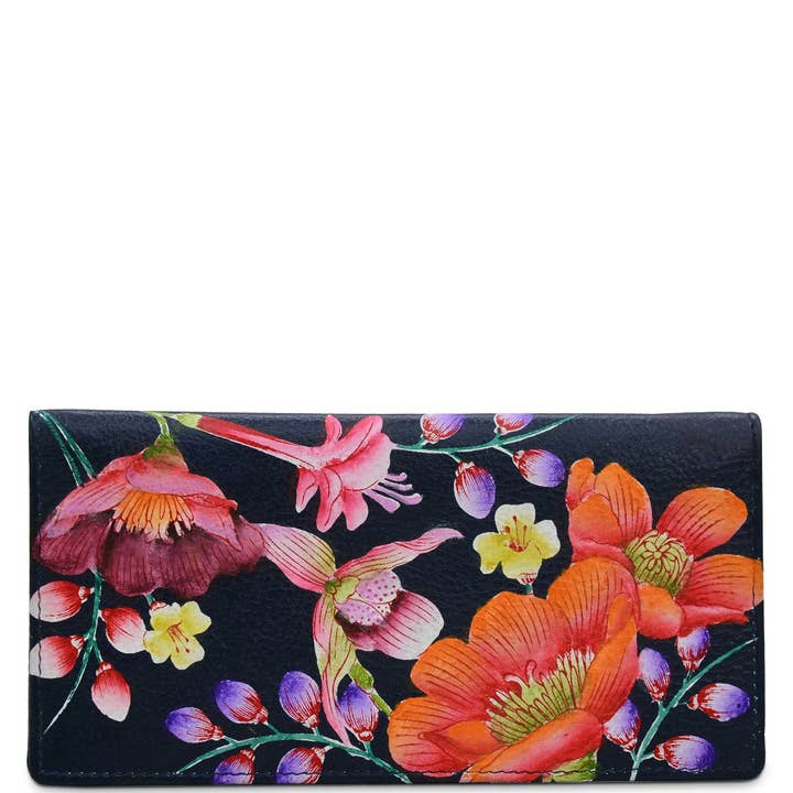 Hand-Painted Leather Checkbook Cover - 1056 for wholesale by Anuschka | Vanya Lara (USA)