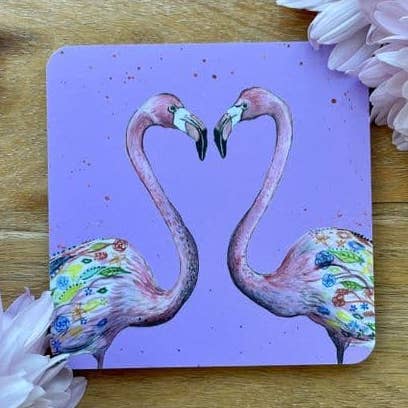 Flamingo Beautiful Eco Friendly Cork Coaster | UK Made FSC for wholesale by Jen Winnett Eco Artist