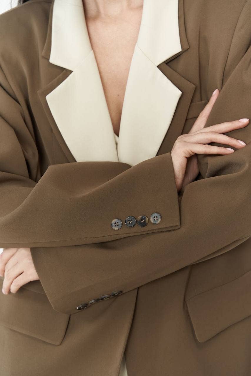 Design company-Fatma Balkir – wholesale Suit set – Women′s – Brown Pantsuit- Brown Blazer and Pants for Womens1