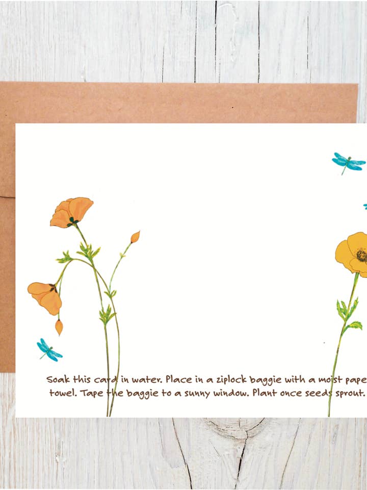 Cartões de Anotações Plantáveis | Cartões de Flores Silvestres | Papoilas por atacado de The Raven’s Edge Studio