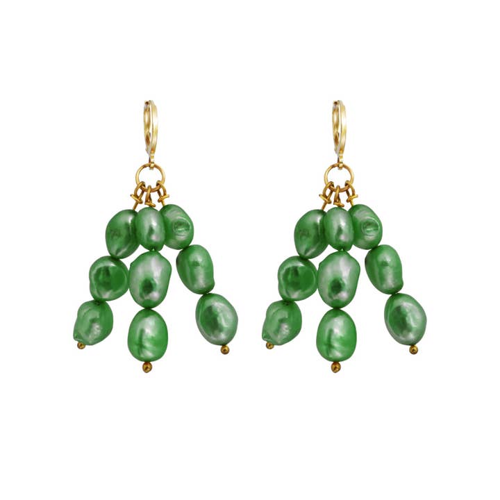 Ifemi Jewels - Wholesale Dangle Earrings - Dark Green freshwater pearl earrings | by Ifemi Jewels