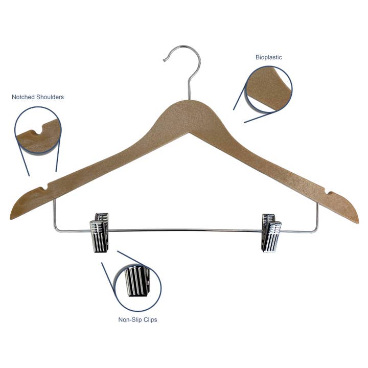 Ergodebrands - Wholesale Clothes Hangers - USTECH WoodLike Standard Shaped Hanger Biodegradable Plastic1