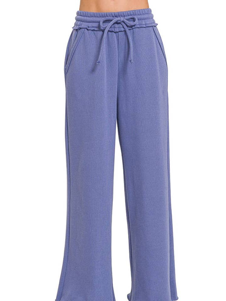 Fleece Exposed Seam Wide Leg Sweatpants for wholesale by Vanilla Monkey