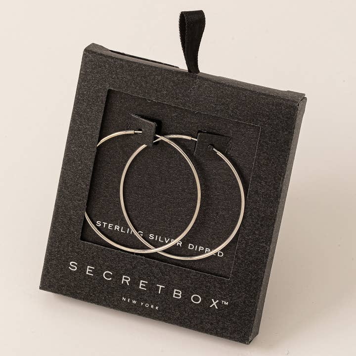 Fame Accessories - Wholesale Hoop Earrings - Secret Box Gold Dipped Thin Hoop Earrings0