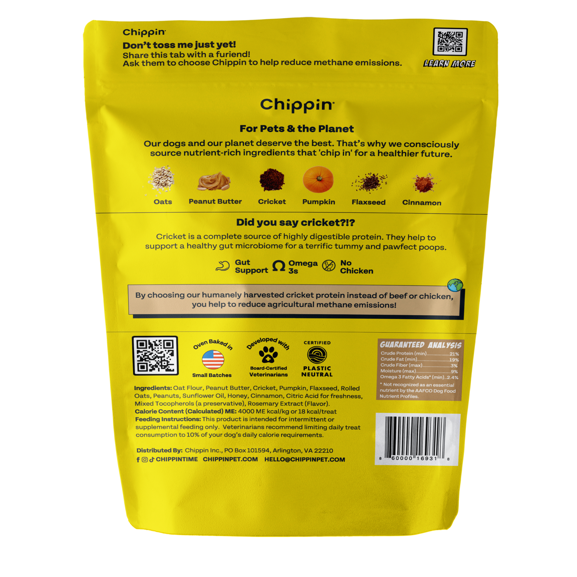 Chippin - Wholesale Pet Treats - Dog - Superfood Gut-Health Peanut Butter Cricket Pumpkin Treats1