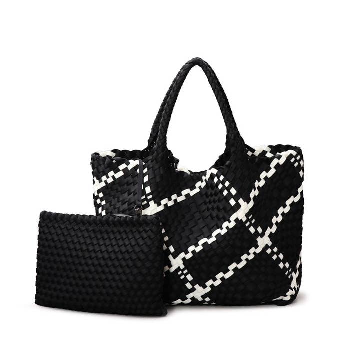 Sook Stainable - Wholesale Shoulder Bag - Women's - Vegan Neoprene Fabrics Woven Tote Hand Bag