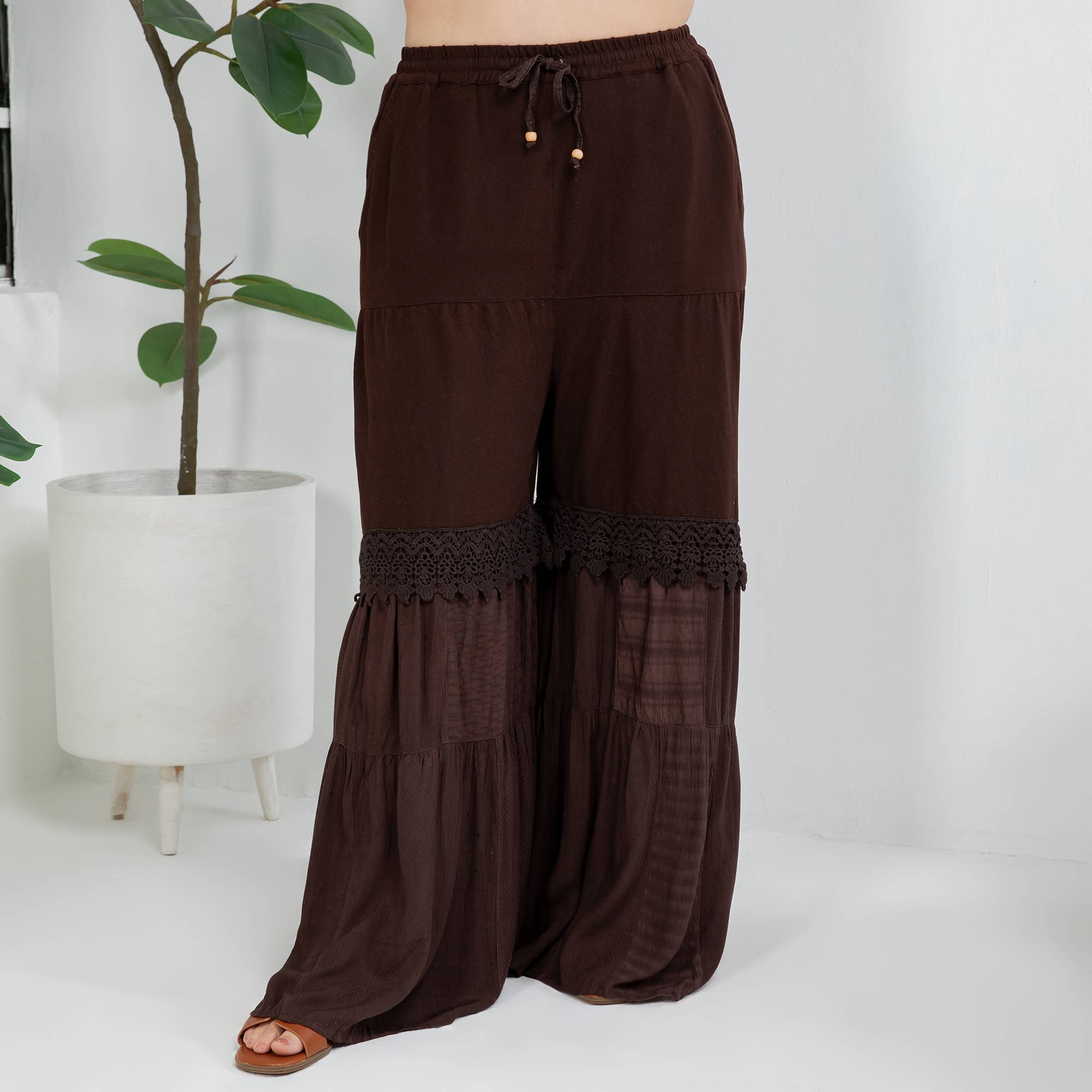 Young Threads - Venta al por mayor Pantalones - Mujer - Pantalones de Encaje y Punto con Inserciones de Parche en Denim de Capas Boho (Nuevo)22