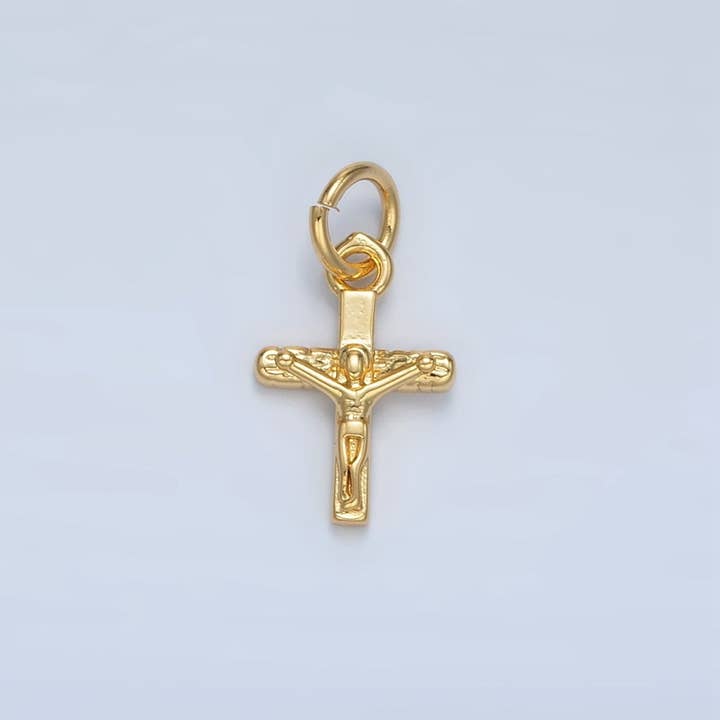 Aim Eternal - Wholesale Individual Charm/Pendant - 24K Gold Filled Mini Crucifix Jesus Cross Minimalist Charm | AG855