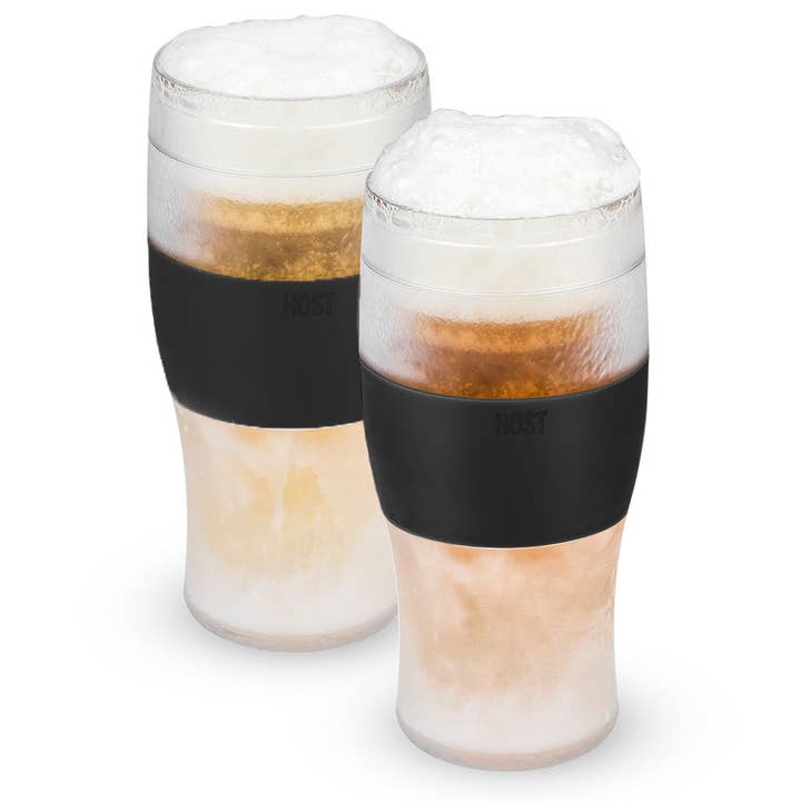 HOST - Wholesale Beer Glass/Mug - Beer FREEZEâ„¢ Cooling Cups w/ Cooling Gel - Black - Set of 2
