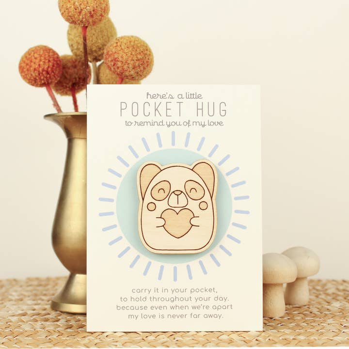 oh, little wren - Wholesale Keepsake Coin/Token - Wooden Pocket Hug – Panda | Thinking of You Gift0