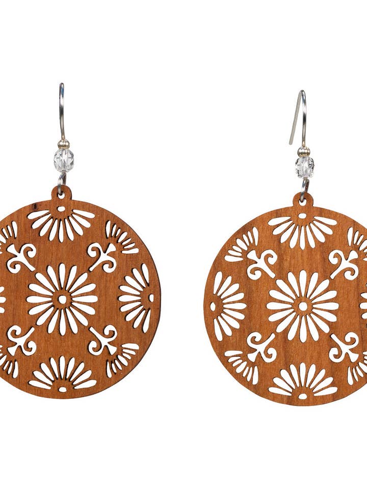 Japanese Design Willow Earring Medium w/Crystal Bead Accent for wholesale by Woodcutts Inc.