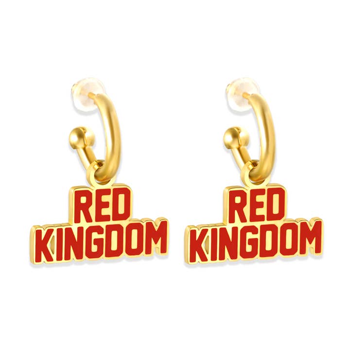 Kansas City Red Kingdom Huggie Hoop Earrings for wholesale by EB and Co.
