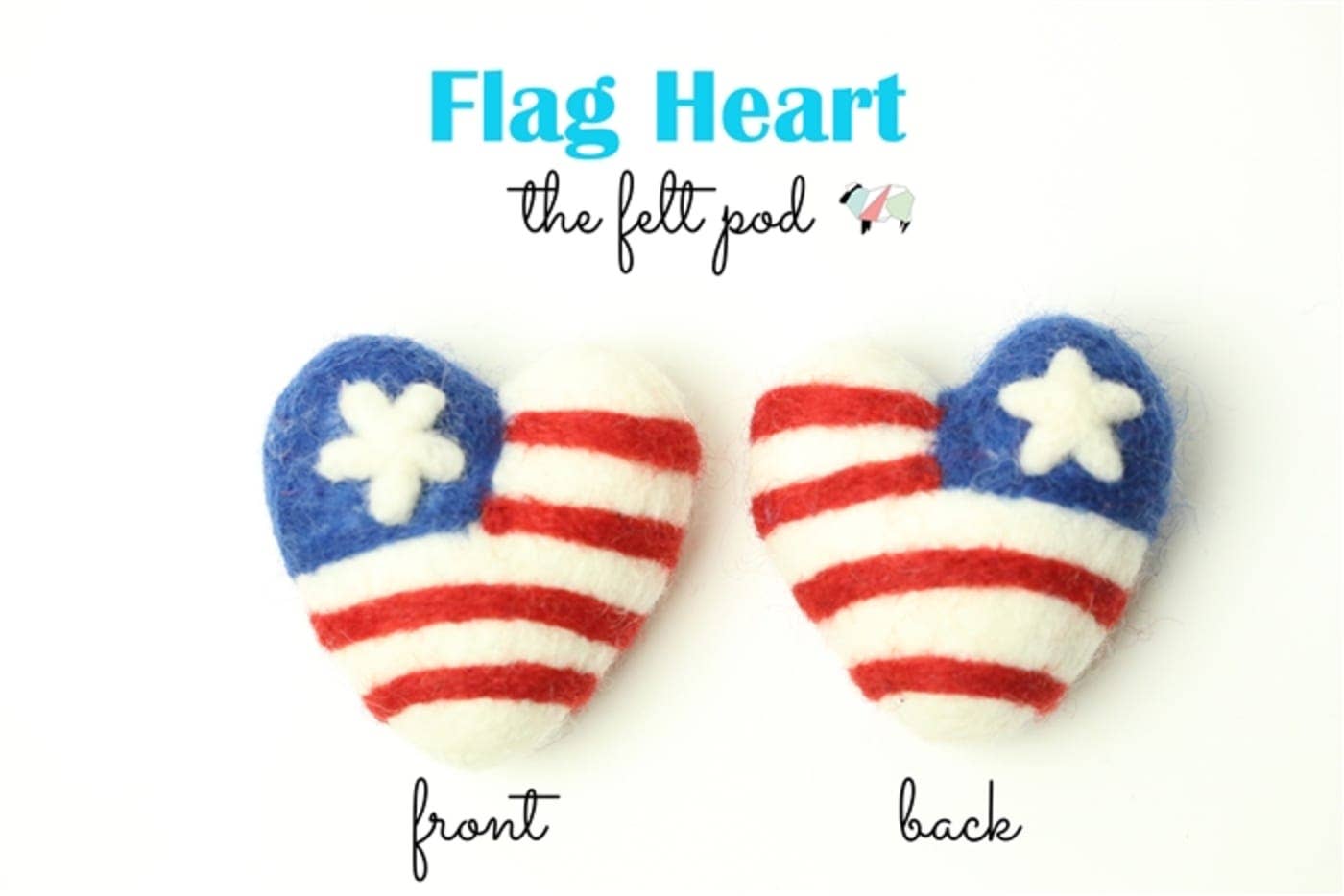 The Felt Pod - Venta al por mayor Material para manualidades - Bandera estadounidense Felt Hearts de 4 y 6 a 7 cm 7