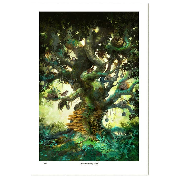 Kunstdruck: Der alte Feenbaum für den Großhandel von Valkiri LLC