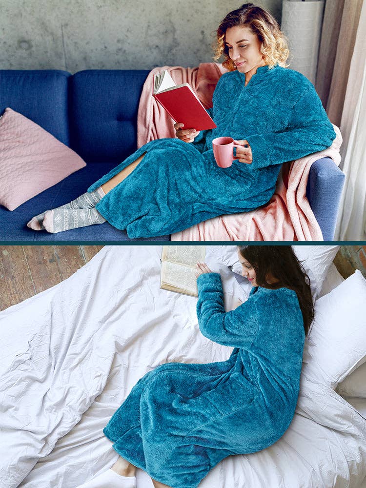 Pavilia - Wholesale Robe - Women's - Women's Sherpa Housecoat Zipper Robe60