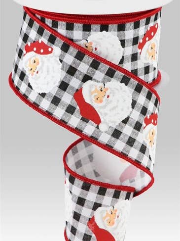Têtes de Père Noël/ruban à carreaux vertical 2,5 po x 10 vg pour la vente par Amber Marie & Company