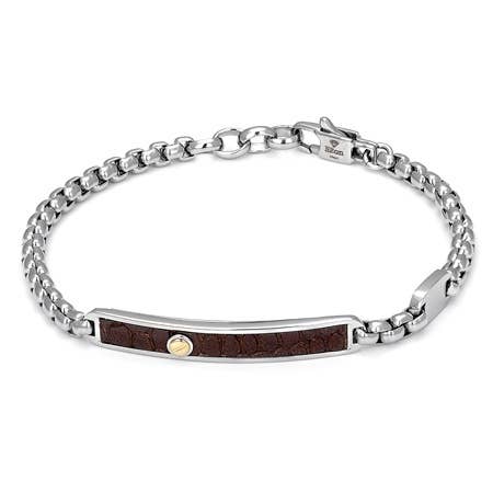H2on Bracelet, 18ct Detail Brown for wholesale by Midhaven Ltd - Tribal Steel