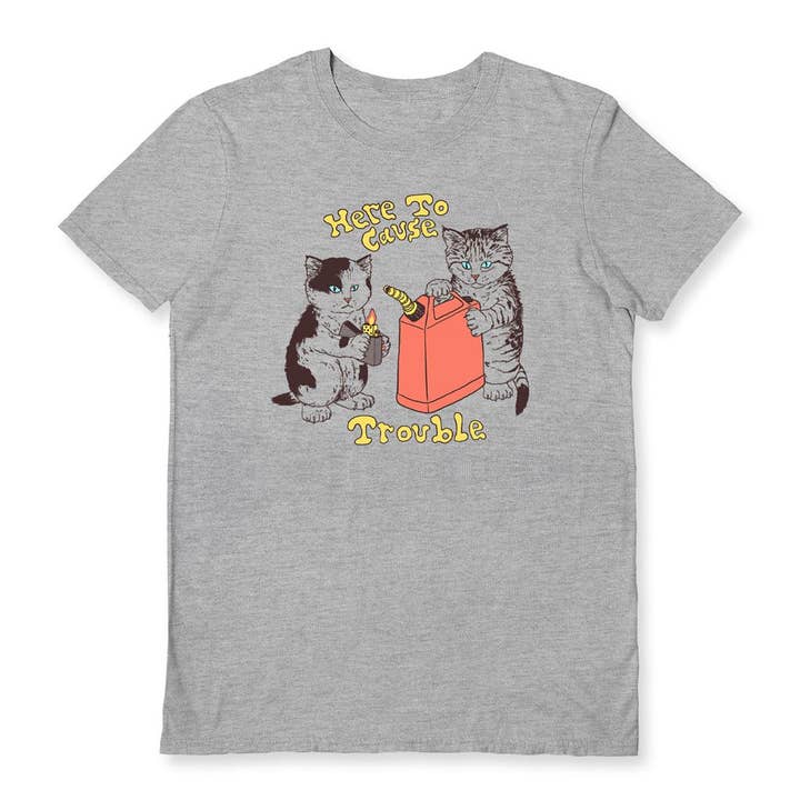 Pyramid International – wholesale T-shirts med screentryck – Unisex – Hillary White (Here To Cause Trouble) Sportgrå T-shirt