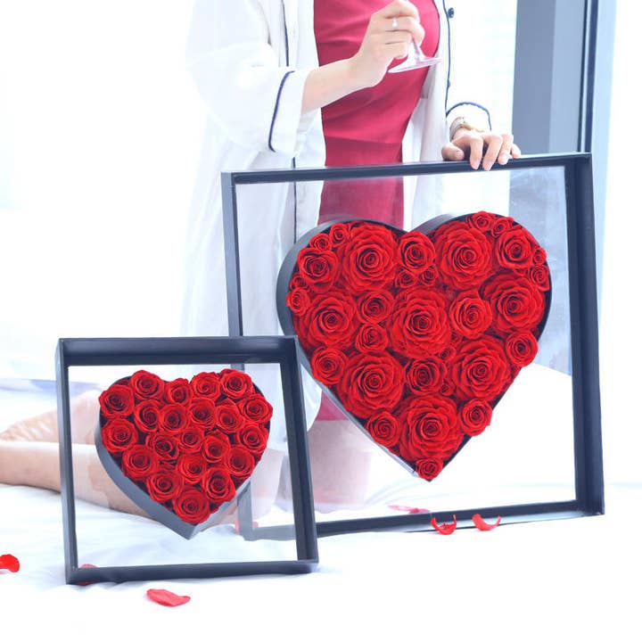 verona home and gift - Wholesale Artificial Flowers - Preserved Eternal Roses In Large Heart Frame