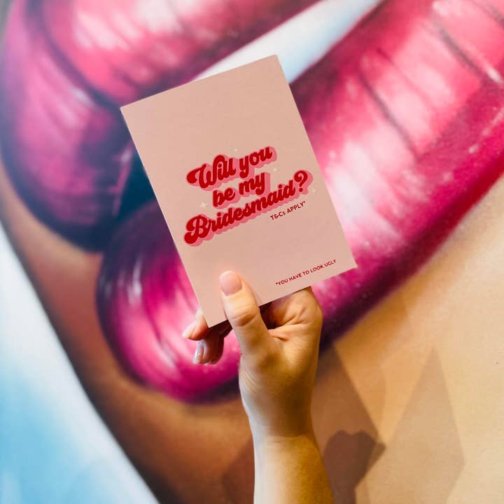 BAD ON PAPER - Venta al por mayor Tarjeta de despedida de soltera - ¿Serás dama de honor? - Coche de felicitación de despedida de soltera rosa