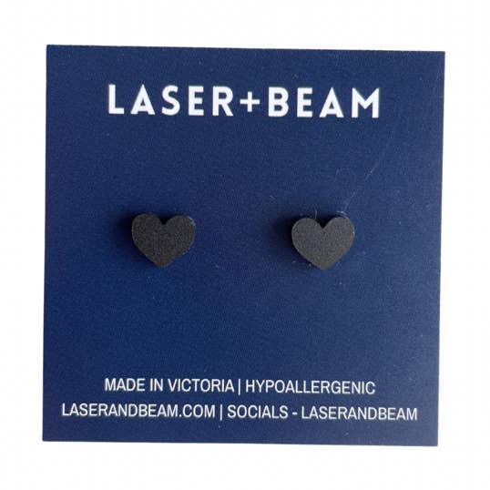 Heart Studs - Matte Black for wholesale by laserandbeam