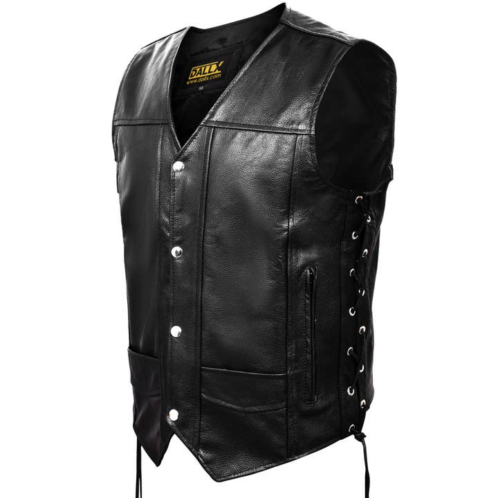 DALLX - Wholesale Outerwear Vest - Men's - DALLX Motorcycle Leather Vest with Adjustable Side Lace2